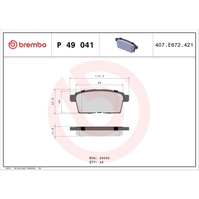 Imagem de BREMBO P 49 041 Jogo de pastilhas para travão disco excl. contacto aviso desgaste sem acessórios MAZDA: CX 7, 9