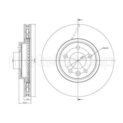 Imagem de METELLI Disco de travão VOLKSWAGEN: Transporter 5, 5 Bus 333,0mm 32,5mm 76,0mm ventilado pintado 23 0727C 7H0615301F Discos