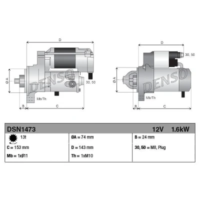 Imagem de DENSO DSN1473 Motor de arranque 12 1,6 13