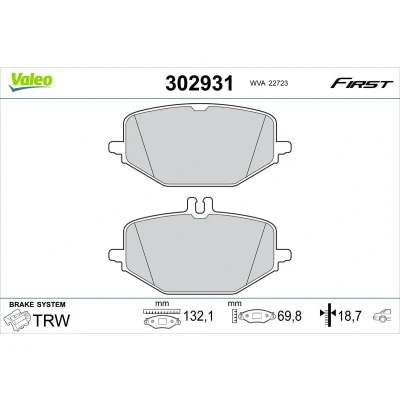 Imagem de VALEO 302931 Jogo de pastilhas para travão disco Eixo traseiro excl. contacto aviso desgaste sem parafusos, com chapa anti ruído