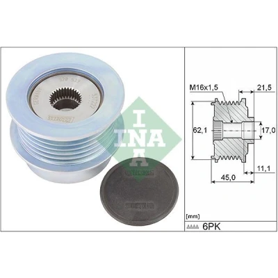 Imagem de INA 535 0367 10 Polia Roda Livre do Alternador Ferramenta especial necessária para a montagem VOLVO: V40 Hatchback