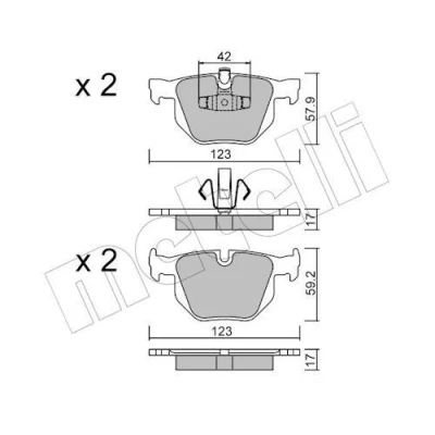 Imagem de METELLI 22 0643 0 Jogo de pastilhas para travão disco preparado indicador aviso desgaste BMW: 3 Touring, Coupe, Sedan