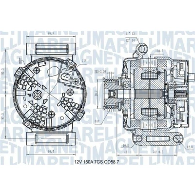 Imagem de MAGNETI MARELLI 063731557610 Alternador 12V 150A FORD: Transit V363 Camião de plataforma / Chassis, Custom V362 Van, Van