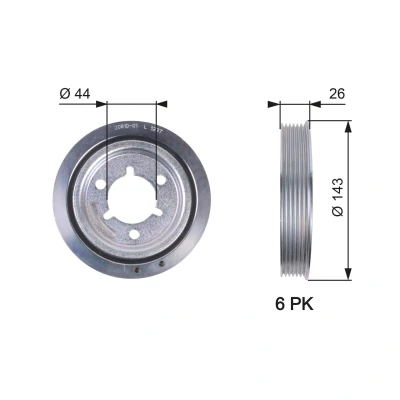 Imagem de GATES TVD1055 Polia da Cambota 143 sem acessórios FleetRunner Micro V Stretch Fit PEUGEOT: 307 Carrinha, 206 Hatchback, Hatchback