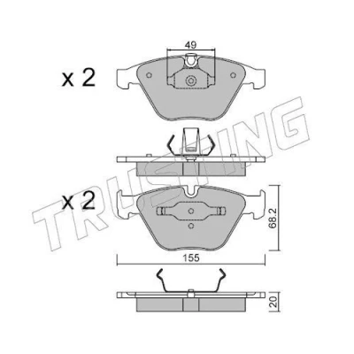 Imagem de TRUSTING 574.0 Jogo de pastilhas para travão disco preparado indicador aviso desgaste BMW: 5 Sedan, Touring, 3 Sedan
