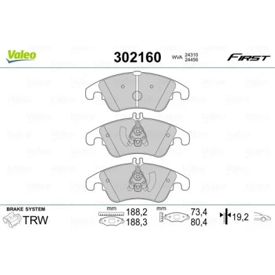 Imagem de VALEO 302160 Jogo de pastilhas para travão disco FIRST Eixo dianteiro excl. contacto aviso desgaste com chapa anti ruído
