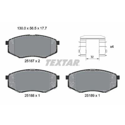Imagem de TEXTAR 2518701 Jogo de pastilhas para travão disco com avisador sonoro desgaste HYUNDAI: ix35, Tucson, ix20