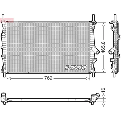 Imagem de DENSO DRM10124 Radiador, arrefecimento do motor 769mm 465mm 16mm