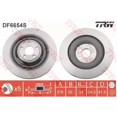 Imagem de TRW DF6654S Disco de travão 376 26 5 108 ventilado pintado JAGUAR: XF Sedan