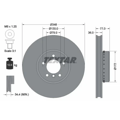 Imagem de TEXTAR Disco de travão BMW: 5 Sedan, Touring, 6 Coupe PRO+ 92182425 Discos