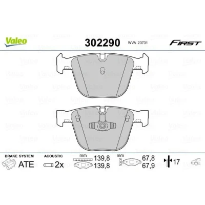 Imagem de VALEO 302290 Jogo de pastilhas para travão disco Eixo traseiro incl. contacto aviso desgaste com chapa anti ruído BMW: 5 GT, 7