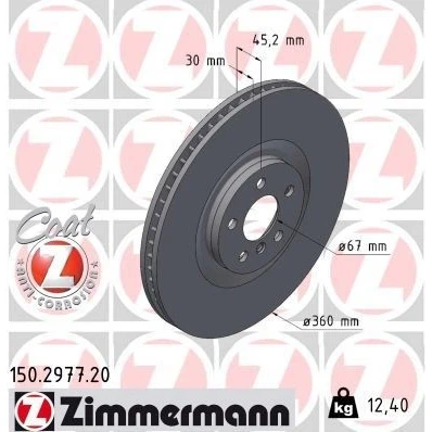 Imagem de ZIMMERMANN 150.2977.20 Disco de travão 360 30 6/5 5 112 interior ventilado revestido alto carbono MINI: Clubman, Hatchback, BMW: 1 Hatchback