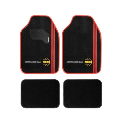 Imagem de Conjunto completo de tapetes universais momo car sport, em preto e vermelho