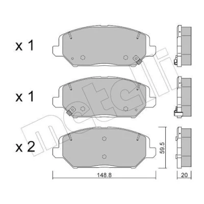 Imagem de METELLI 22 1163 0 Jogo de pastilhas para travão disco com avisador sonoro desgaste HYUNDAI: i30 III Carrinha, Fastback