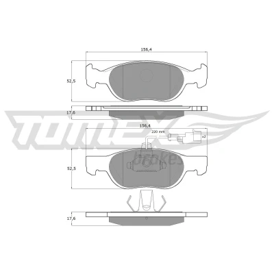 Imagem de TOMEX brakes TX 11 87 Jogo de pastilhas para travão disco Eixo dianteiro incl. contacto aviso desgaste FIAT: Punto II Hatchback, BRAVO 1