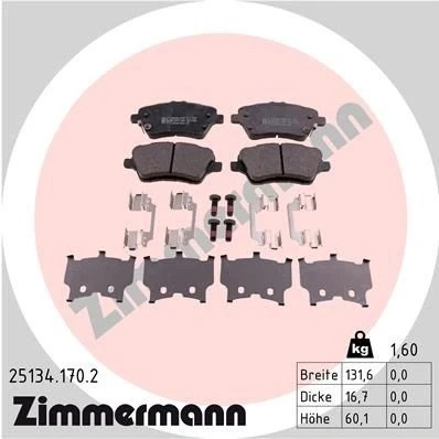 Imagem de ZIMMERMANN 25134.170.2 Jogo de pastilhas para travão disco FORD: FIESTA 6, 6 Van, B Max