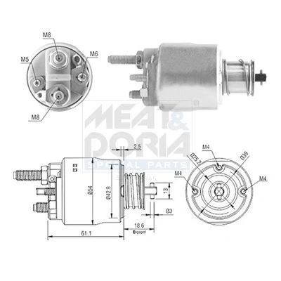 Imagem de Interruptor de solenoide, motor arranque MEAT &amp; DORIA 46223