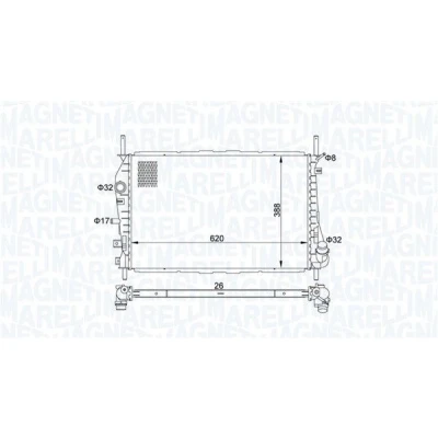Imagem de MAGNETI MARELLI 350213177600 Radiador, arrefecimento do motor 620mm 388mm 23mm Aletas de refrigeração unidas mecanicamente FORD: MONDEO 3 Kombi