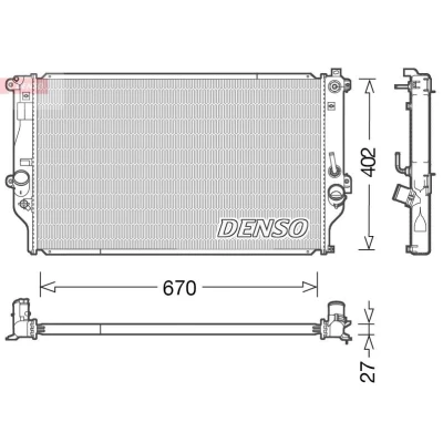 Imagem de DENSO DRM50092 Radiador, arrefecimento do motor 670 430 27