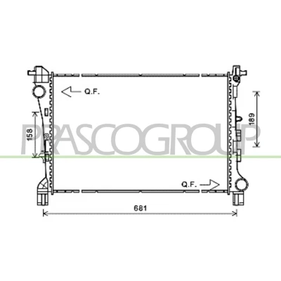 Imagem de PRASCO FT040R003 Radiador, arrefecimento do motor Alumínio 621mm 398mm 26mm com acoplamentos rápidos Aletas de refrigeração soldadas