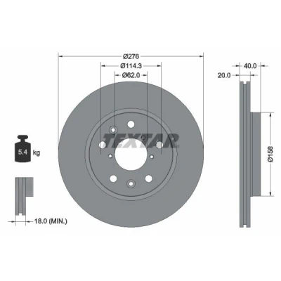 Imagem de TEXTAR PRO 92204703 Disco de travão 276 20 05/10 114,3 ventilado fora revestido sem pernos fixação da roda, cubo roda SUZUKI: SWIFT 3