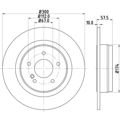 Imagem de HELLA PRO 8DD 355 114 211 Disco de travão 300 10 05/06 112 cheio revestido sem pernos fixação da roda, cubo roda