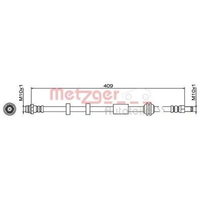 Imagem de METZGER 4111468 Mangueira de Travão Eixo dianteiro, lado esquerdo, direito 409 M10x1