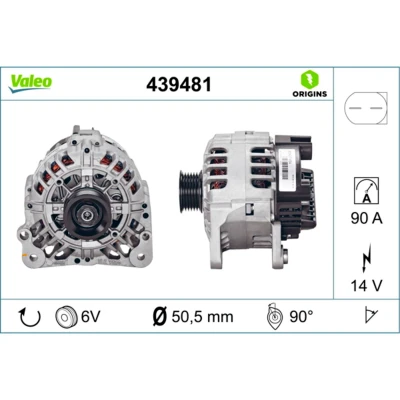 Imagem de VALEO 439481 Alternador 14V 90A SEAT: Ibiza 3, 4 Sportcoupe, SKODA: Fabia I Hatchback, 1 Combi, Rapid Hatchback