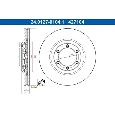 Imagem de ATE Disco de travão ISUZU: D Max 1, 1 Pickup 280,0mm 27,0mm 6 109,0mm ventilado revestido 24.0127 0104.1 Discos