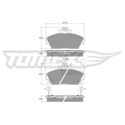 Imagem de TOMEX brakes TX 11 39 Jogo de pastilhas para travão disco Eixo dianteiro com avisador sonoro desgaste ROVER: 200 Hatchback, 400 Sedan