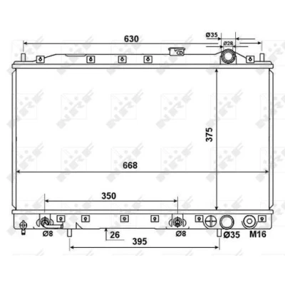 Imagem de NRF 53274 Radiador, arrefecimento do motor Alumínio 668 375 26 Aletas de refrigeração soldadas MITSUBISHI: Lancer 4