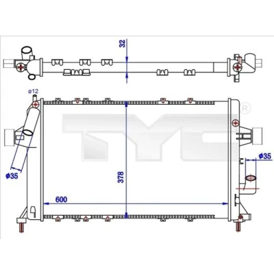 Imagem de TYC 725 0039 R Radiador, arrefecimento do motor 600 378 32 Aletas de refrigeração unidas mecanicamente OPEL: Astra G Caravan, CC