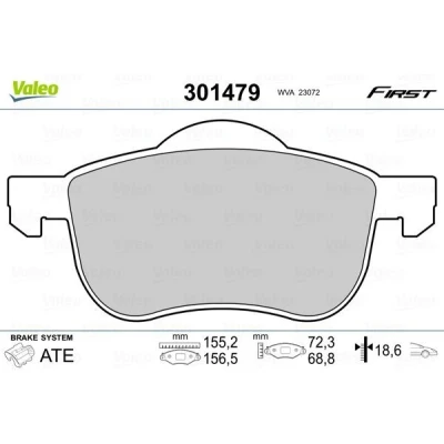 Imagem de VALEO 301479 Jogo de pastilhas para travão disco FIRST Eixo dianteiro excl. contacto aviso desgaste com chapa anti ruído VOLVO: S60 I, V70 2