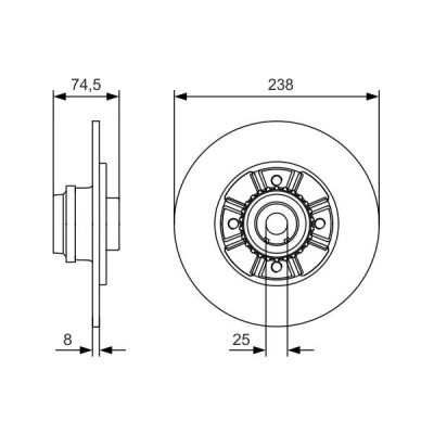 Imagem de BOSCH 0 986 479 760 Disco de travão 238 8 4 100 cheio oleado com o rolamento da roda, anel sensor do ABS RENAULT: CLIO 2, 2 Kasten