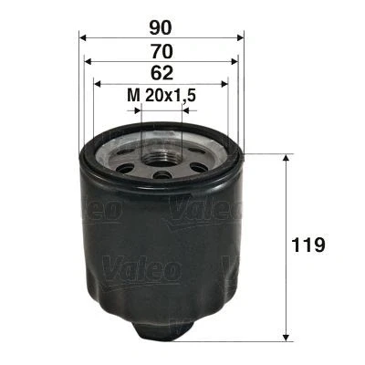 Imagem de VALEO 586020 Filtro de óleo M20x1.5 aparafusado RENAULT: CLIO 1, Rapid Van, 1 Kasten