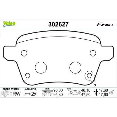 Imagem de VALEO 302627 Jogo de pastilhas para travão disco Eixo traseiro incl. contacto aviso desgaste com chapa anti ruído FIAT: Tipo Carrinha