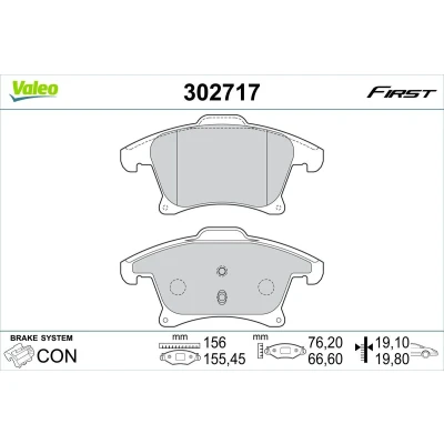 Imagem de VALEO 302717 Jogo de pastilhas para travão disco Eixo dianteiro excl. contacto aviso desgaste com chapa anti ruído FORD: S Max Mk2