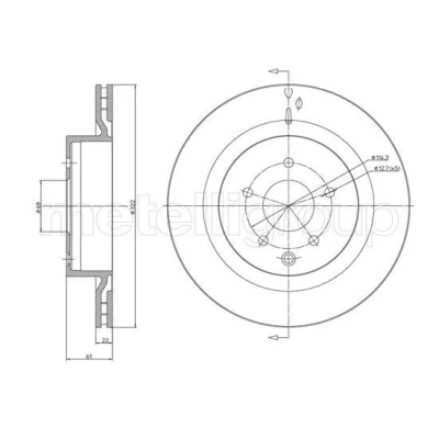 Imagem de METELLI Disco de travão 322,0mm 22,0mm 5 ventilado 23 1171C Discos