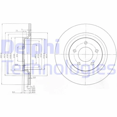 Imagem de DELPHI BG4026 Disco de travão 302 11 5 cheio oleado não tratado sem o rolamento da roda, anel sensor do ABS MAZDA: