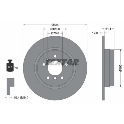 Imagem de TEXTAR 92058400 Disco de travão 324 12 05/07 120 cheio sem pernos fixação da roda, cubo roda BMW: 7
