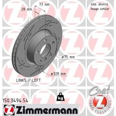 Imagem de ZIMMERMANN 150.3494.54 Disco de travão 328 28 6/5 5 120 interior ventilado, fendido revestido alto carbono BMW: X3, X4