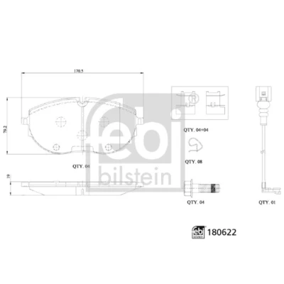Imagem de FEBI BILSTEIN 180622 Jogo de pastilhas para travão disco VOLKSWAGEN: Transporter 6, 6 Bus