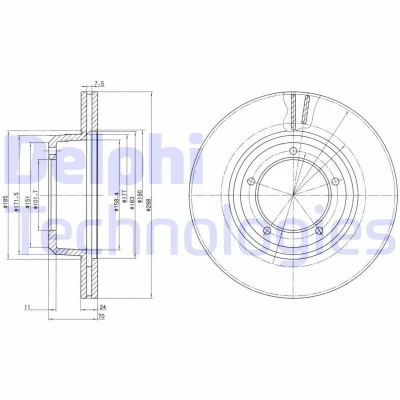 Imagem de DELPHI BG2612C Disco de travão 298 24 5 ventilado revestido não tratado sem o rolamento da roda, anel sensor do ABS