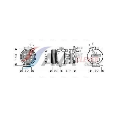 Imagem de AVA COOLING SYSTEMS RTAK486 compressor 7SBU17C 12V PAG 100 R134a com óleo de PAG, embraiagem magnética, sem díodo RENAULT: LAGUNA 2