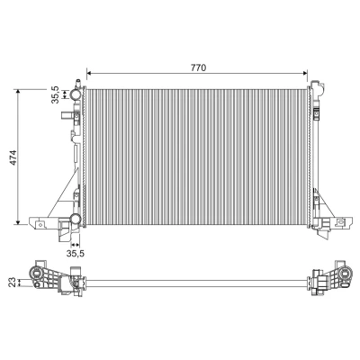 Imagem de VALEO 701952 Radiador, arrefecimento do motor Alumínio 775 470 23 sem capa Aletas de refrigeração unidas mecanicamente RENAULT: MASTER 3 Kasten