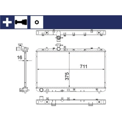 Imagem de MAHLE ORIGINAL CR 1314 000S Radiador, arrefecimento do motor 711 375 16 com acessórios Caixa de velocidades manual Aletas refrigeração soldadas