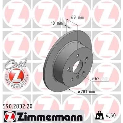 Imagem de ZIMMERMANN 590.2832.20 Disco de travão 281 10 8/5 5 114 cheio revestido