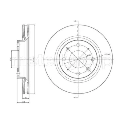 Imagem de METELLI Disco de travão 275,1mm 26,0mm 4 69,0mm ventilado pintado 23 1078C 517122F100 Discos