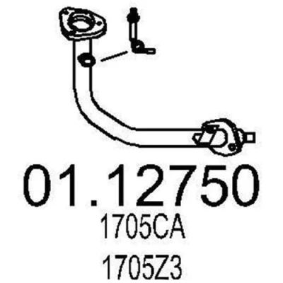 Imagem de MTS 01.12750 Tubo de escape 530 à frente para a panela central PEUGEOT: 206 Hatchback