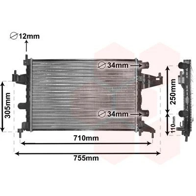 Imagem de VAN WEZEL 37002303 Radiador, arrefecimento do motor Alumínio 540 375 26 Aletas de refrigeração unidas mecanicamente OPEL: Corsa C Hatchback